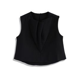 Ruffled Sleeveless Crop Top in Black - Retro, Indie and Unique Fashion