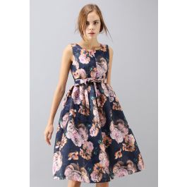 Amazing Charm Blossom Jacquard Prom Dress in Navy - Retro, Indie and ...
