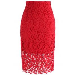 Elegant Shape Crochet Pencil Skirt in Red - Retro, Indie and Unique Fashion