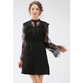 Ready for the Date Lace Crochet Dress in Black - Retro, Indie and ...