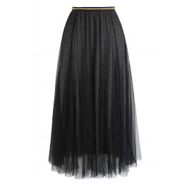 My Secret Garden Tulle Maxi Skirt in Glitter Black - Retro, Indie and ...
