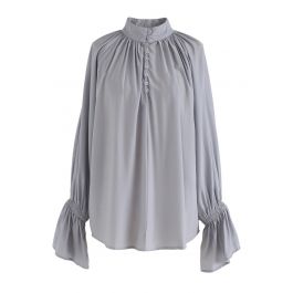 Up Together Smock Top in Dusty Blue - Retro, Indie and Unique Fashion