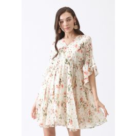 First Crush Floral V-Neck Chiffon Dress - Retro, Indie and Unique Fashion