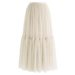 Can't Let Go Mesh Tulle Skirt in Cream - Retro, Indie and Unique Fashion