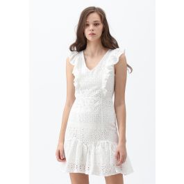 Carry Your Love V-Neck Sleeveless Eyelet Dress - Retro, Indie and ...