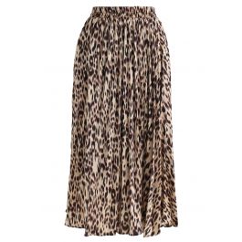 Leopard Printed Pleated Midi Skirt - Retro, Indie and Unique Fashion