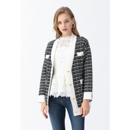 Pockets Button Trim Knit Cardigan in Black - Retro, Indie and Unique ...