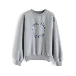 Letters Loose Fit Sweatshirt in Grey - Retro, Indie and Unique Fashion