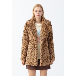 Collared Leopard Faux Fur Coat in Tan - Retro, Indie and Unique Fashion