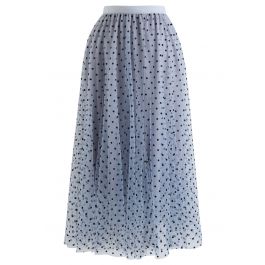 Full Polka Dots Double-Layered Mesh Tulle Skirt in Baby Blue - Retro ...
