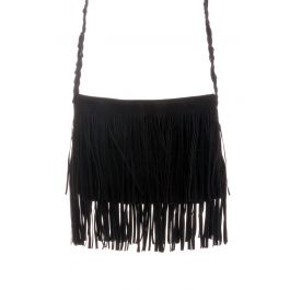 Black Fringe Knit Strap Shoulder Bag - Retro, Indie and Unique Fashion