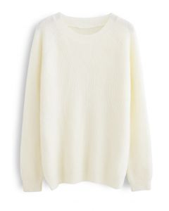 Basic Soft Touch Oversized Knit Sweater in White - Retro, Indie and ...