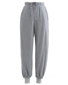 petite basic grey cuffed hem jogger