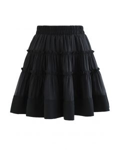 Ruffle Organza Mini Skirt in Black - Retro, Indie and Unique Fashion