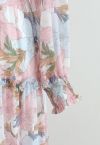 Pink Lily Blossom Chiffon Maxi Dress - Retro, Indie And Unique Fashion