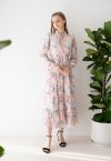 Pink Lily Blossom Chiffon Maxi Dress - Retro, Indie And Unique Fashion