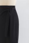 Tie Waist Front Split Pencil Skirt in Black - Retro, Indie and Unique ...