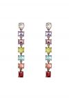 Multicolored Rectangle Crystal Earrings