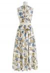 Summer Garden Printed Halter Neck Maxi Dress - Retro, Indie and Unique ...