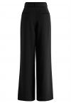 Sleek Belted Straight-Leg Pants in Black - Retro, Indie and Unique Fashion