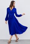 Wrap Front Buckle Belt Dress in Indigo - Retro, Indie and Unique Fashion