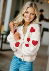 Romantic 3D Heart Knit Cardigan in White