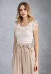 Ethereal Ruffle Sleeveless Knit Top in Light Pink