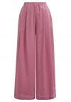 Side Pocket Wide-Leg Linen-Blend Pants in Pink