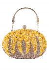 Rhinestone Pumpkin Oval Clutch in Yellow