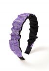 Shimmery Rhinestone Wide Pleats Headband in Purple