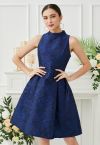 Splendid Floral Jacquard Sleeveless Dress in Royal Blue