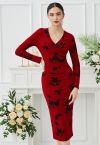 Eternal Romance Faux-Wrap Ruched Midi Dress