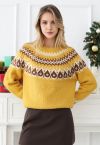 Playful Waterdrop Fair Isle Knit Sweater in Yellow