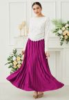 Twinkling Night Pleated Maxi Skirt in Magenta