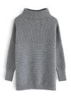 Cozy Ribbed Turtleneck Sweater in Grey - Retro, Indie and Unique Fashion