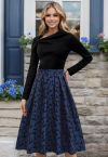 Dreamy Heart Accented Pleated A-Line Midi Skirt