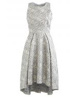 Glitzy Lines Embossed Jacquard Waterfall Dress