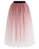 Festive Sparkle Ombre Tulle Midi Skirt in Burgundy - Retro, Indie and ...