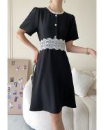 Lacy Waist Short Sleeve Midi Dress