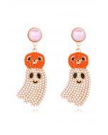 Ghosty Pumpkin Pearl Drop Earrings