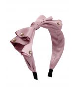 Fancy Bowknot Pearl Satin Headband in Lilac