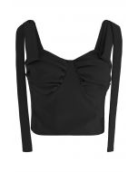 Tie-Strap Bustier Crop Top in Black