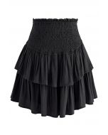 Tiered Ruffle Shirred Waist Mini Skirt in White - Retro, Indie and ...