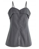 Exposed Zipper Cami Top in Grey