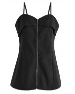 Exposed Zipper Cami Top in Black