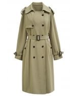 Tailored Double-Breasted Belted Trench Coat in Khaki