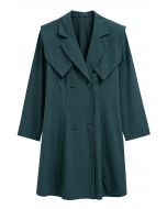 Fake Collar Notch Lapel Blazer Dress in Dark Green