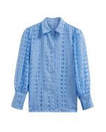 Check Pattern Button Down Shirt in Blue