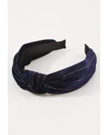 Monochromatic Knotted Velvet Headband in Navy