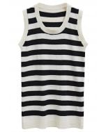 Hollow Out Striped Knit Sleeveless Dress